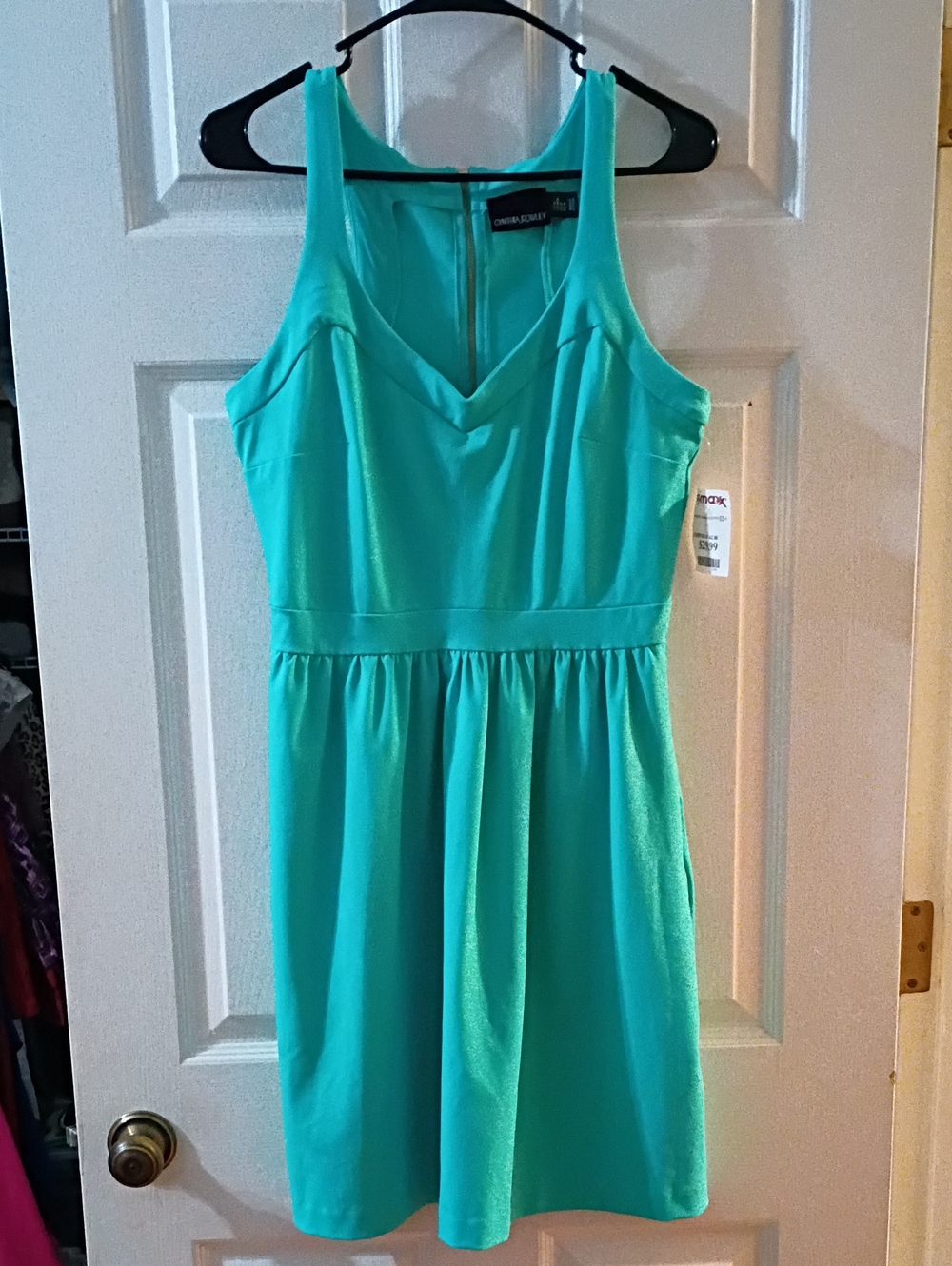 Cynthia Rowley Turquoise V-Neck Fit & Flare Mini Dress